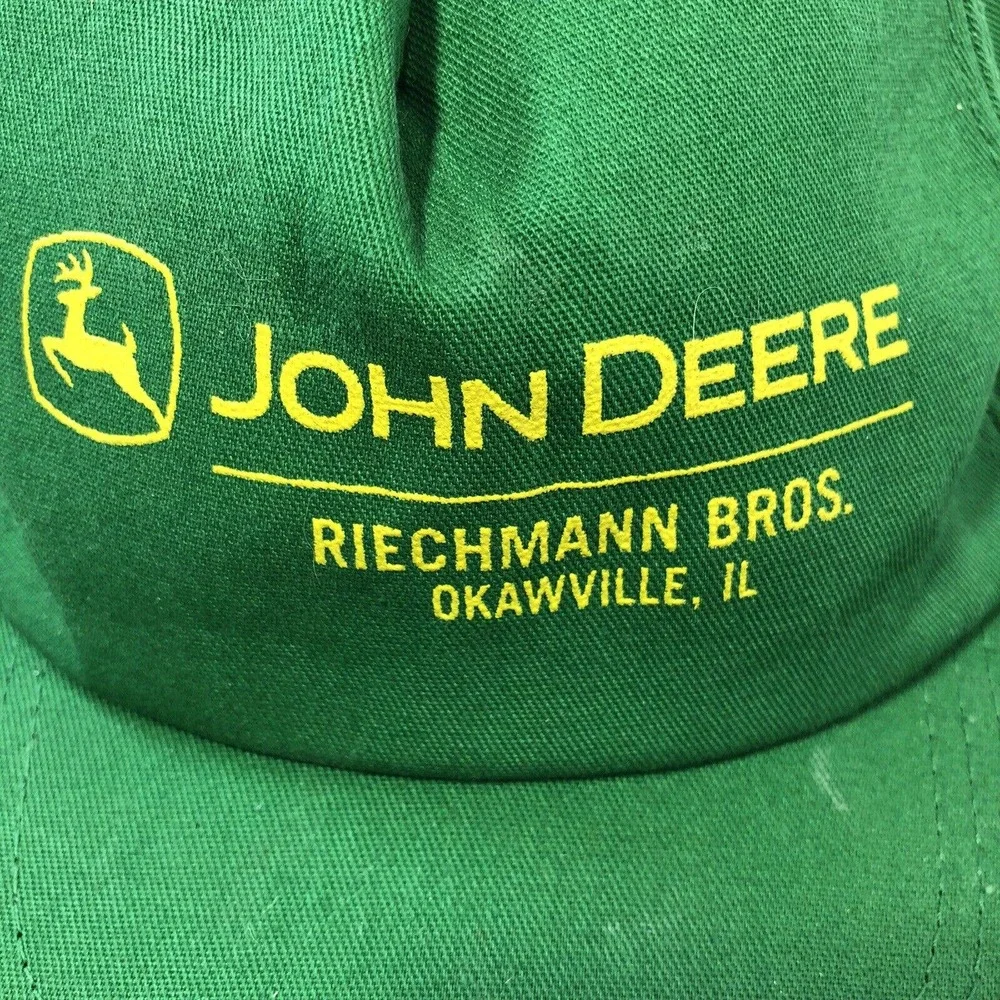 Vintage John Deere Hat Cap Adjustable Snapback Green Riechmann Bros USA Made